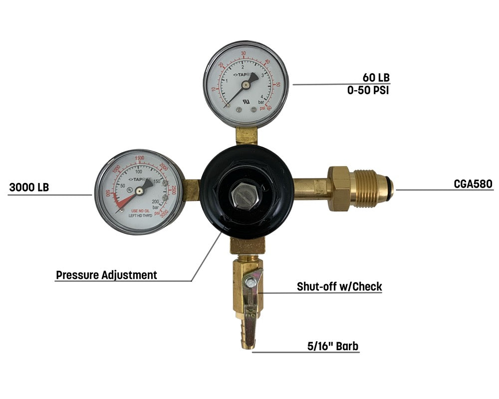 Nitrogen Regulator with Dual Gauges