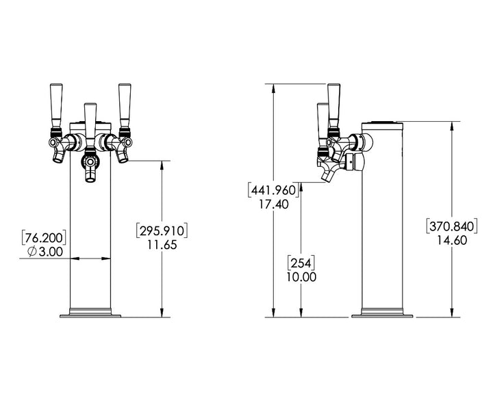 3 Tap Draft Beer Tower, Gold